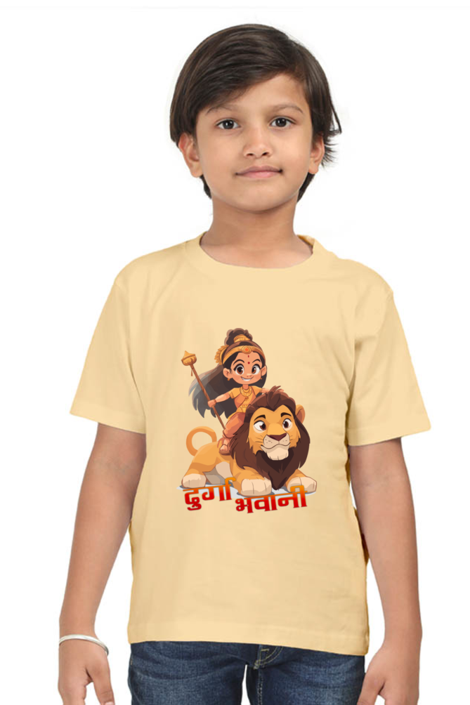 Maa Durga Warrior Round Neck Half Sleeve Classic T-Shirts for Boy Vastrdhamm