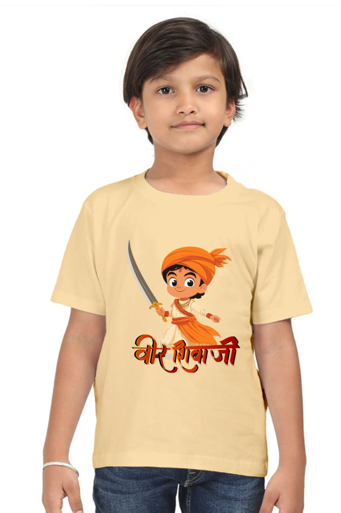 Shivaji Maharaj Valor Round Neck Half Sleeve Classic T-Shirts for Boy Vastrdhamm