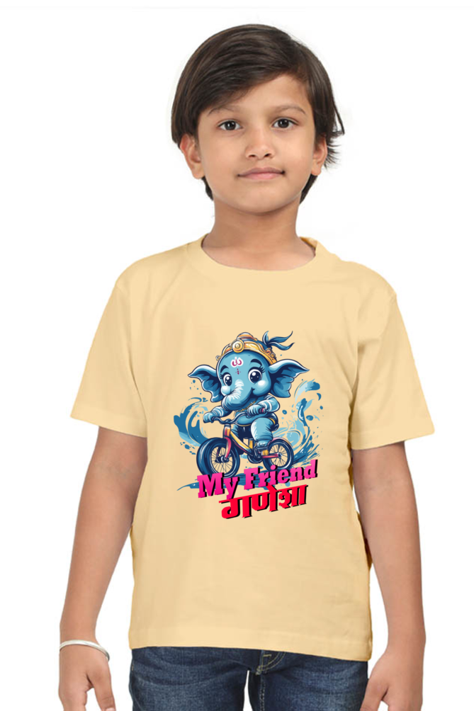 Jai Ganesha Blessings Round Neck Half Sleeve Classic T-Shirts for Boy Vastrdhamm