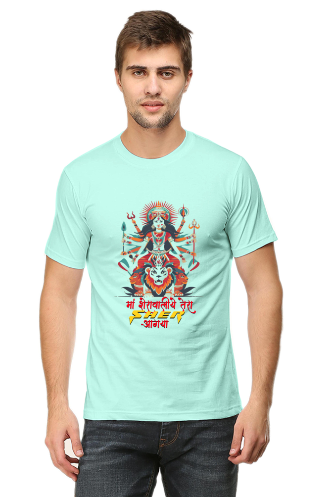 Maa Durga Warrior Round Neck Half Sleeve Classic T-Shirts for Men Vastrdhamm