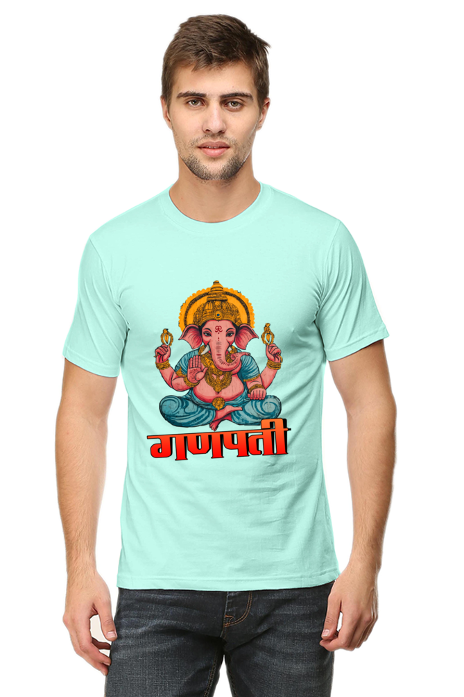 Jai Ganesha Victory Round Neck Half Sleeve Classic T-Shirts for Men Vastrdhamm