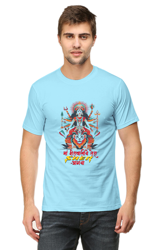 Maa Durga Warrior Round Neck Half Sleeve Classic T-Shirts for Men Vastrdhamm