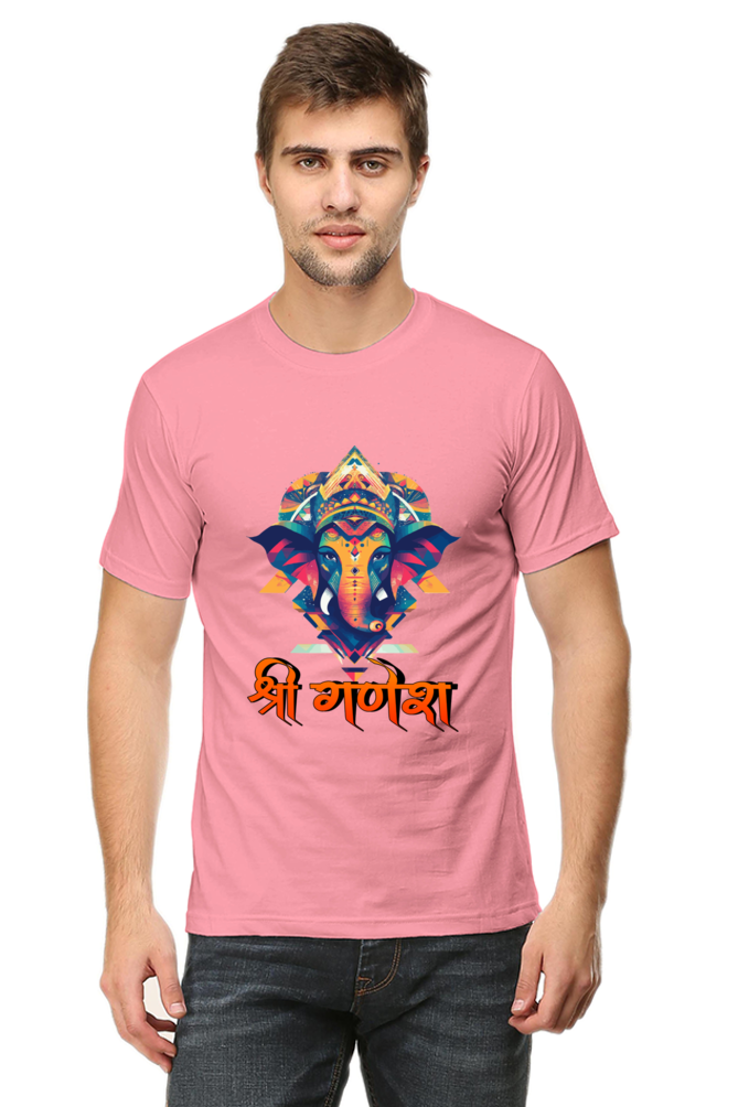 Jai Ganesha Protector Round Neck Half Sleeve Classic T-Shirts for Men Vastrdhamm