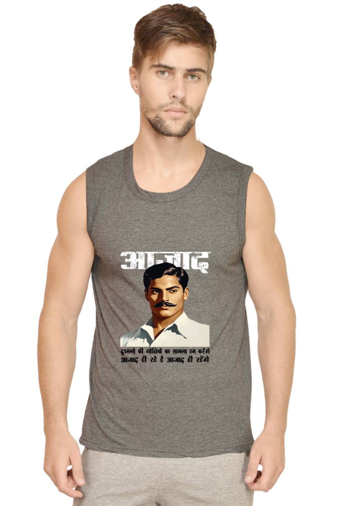 Chandra Shekhar Azad Spirit Round Neck Sleeveless T-Shirts for Men Vastrdhamm