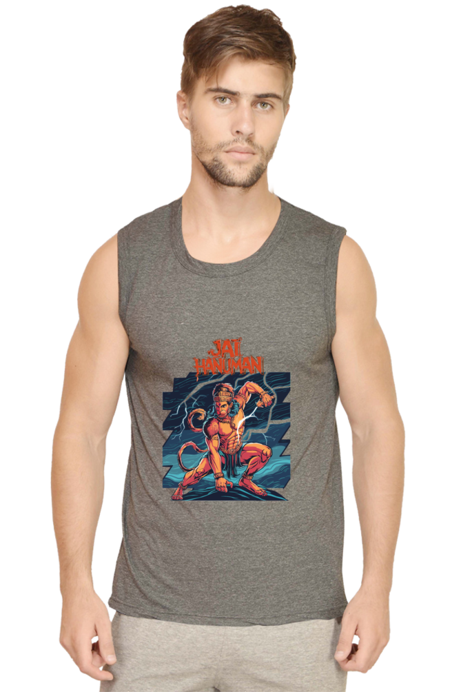 Hanuman Valor Unleashed Round Neck Sleeveless T-Shirts for Men Vastrdhamm