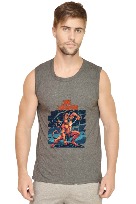 Hanuman Valor Unleashed Round Neck Sleeveless T-Shirts for Men Vastrdhamm