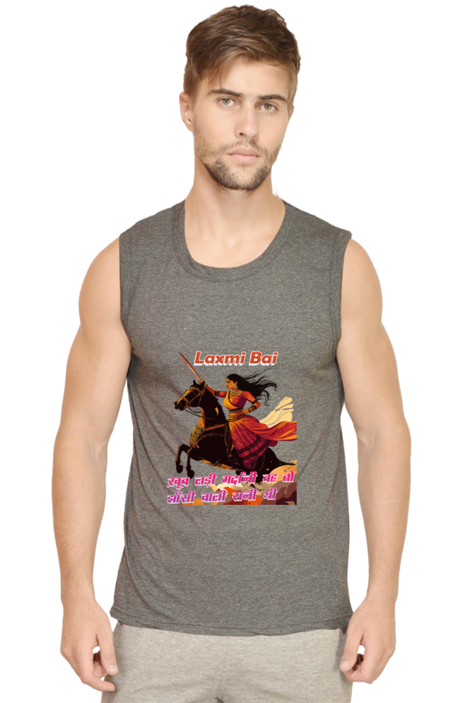 Lakshmi Bai Fierce Defender Round Neck Sleeveless T-Shirts for Men Vastrdhamm