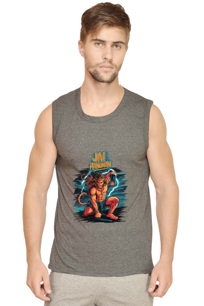 Hanuman Sacred Might Round Neck Sleeveless T-Shirts for Men Vastrdhamm