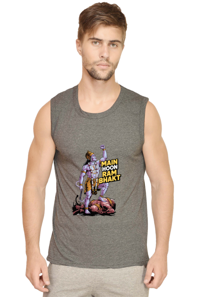 Hanuman Mighty Devotee Round Neck Sleeveless T-Shirts for Men Vastrdhamm