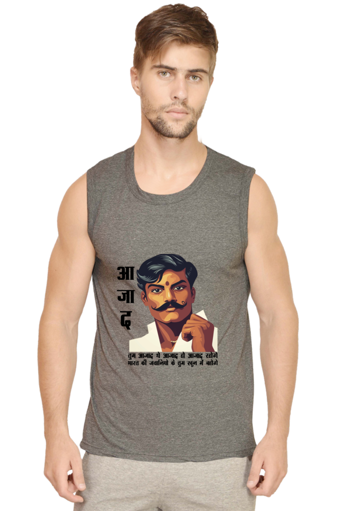 Chandra Shekhar Azad Heroism Round Neck Sleeveless T-Shirts for Men Vastrdhamm