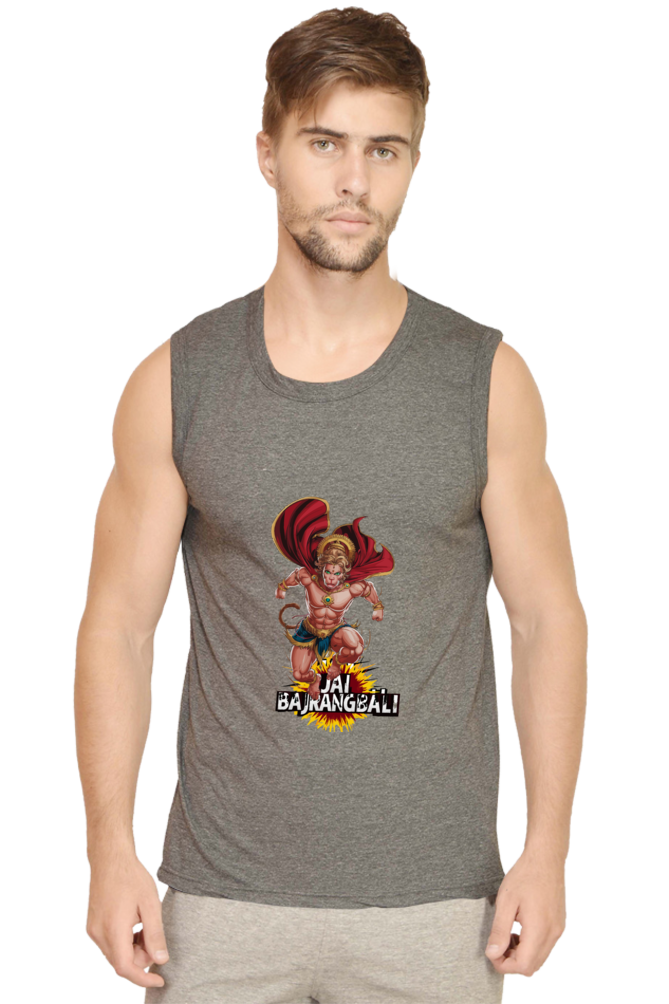 Hanuman Devotional Hero Round Neck Sleeveless T-Shirts for Men Vastrdhamm