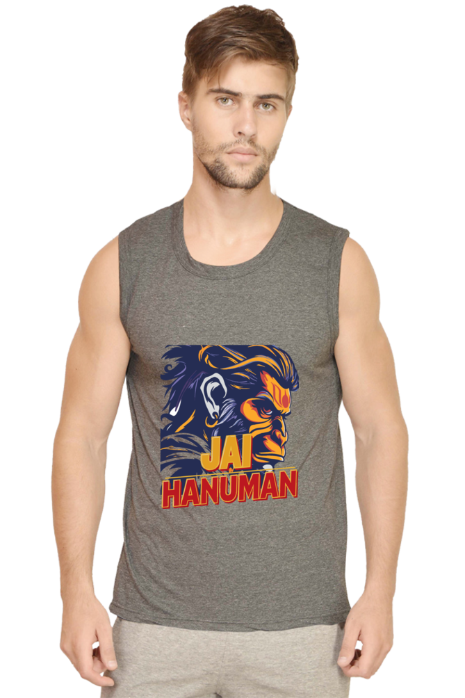 Hanuman Bhakt Round Neck Sleeveless T-Shirts for Men Vastrdhamm