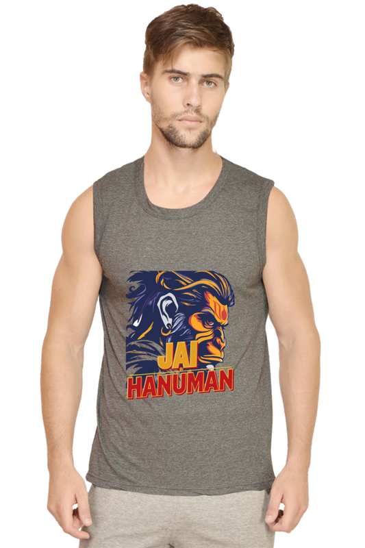 Hanuman Bhakt Round Neck Sleeveless T-Shirts for Men Vastrdhamm