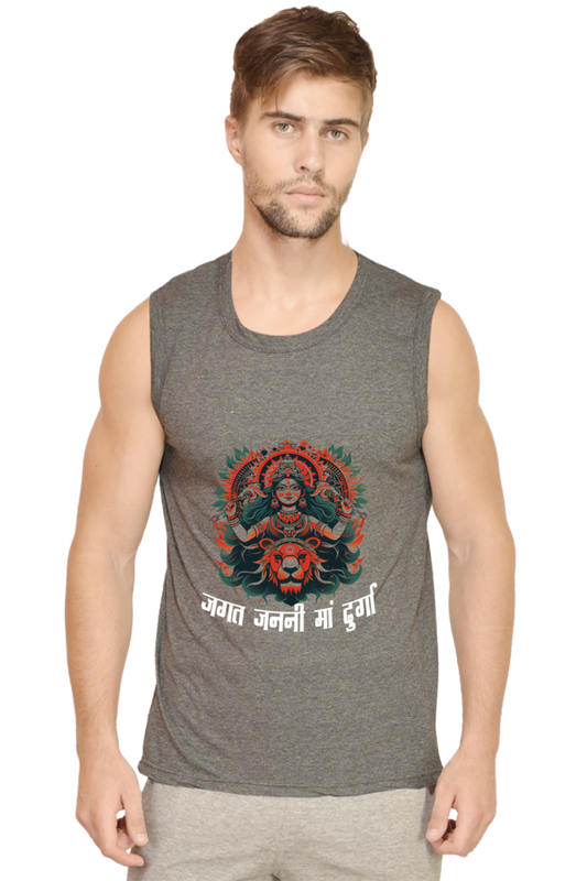 Durga Blessings Round Neck Sleeveless T-Shirts for Men Vastrdhamm