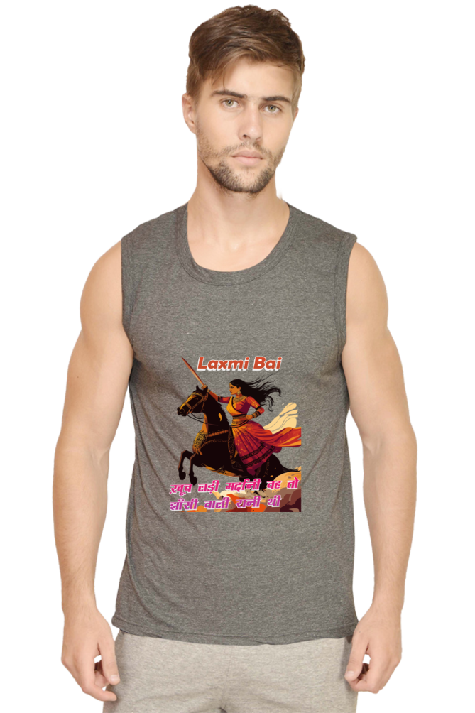 Lakshmi Bai Fierce Defender Round Neck Sleeveless T-Shirts for Men Vastrdhamm