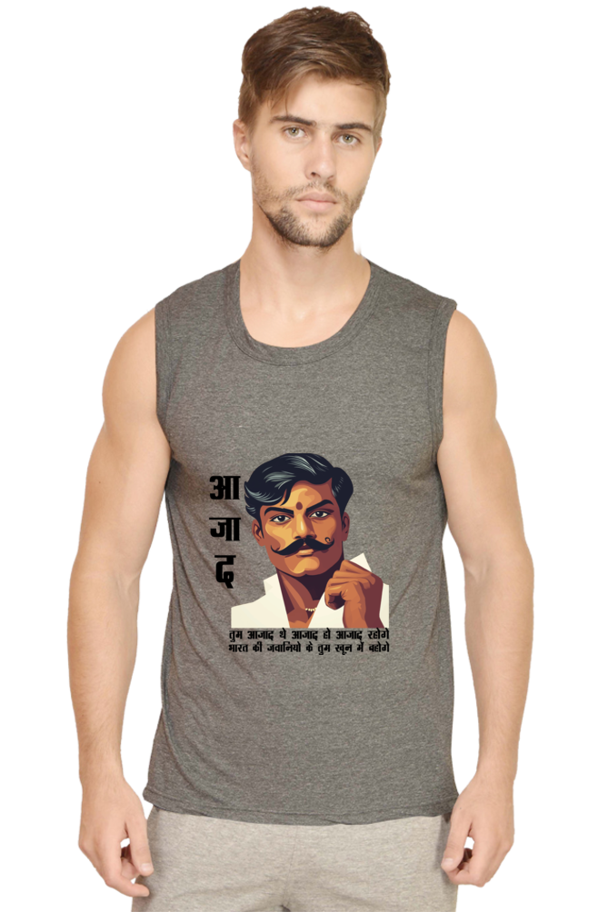 Chandra Shekhar Azad Heroism Round Neck Sleeveless T-Shirts for Men Vastrdhamm