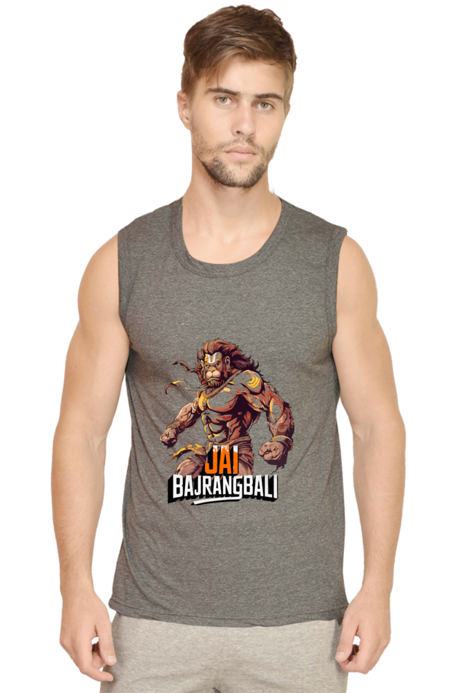 Hanuman Strong Round Neck Sleeveless T-Shirts for Men Vastrdhamm