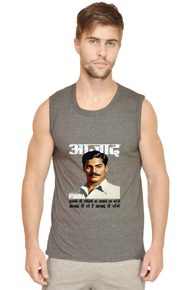 Chandra Shekhar Azad Spirit Round Neck Sleeveless T-Shirts for Men Vastrdhamm