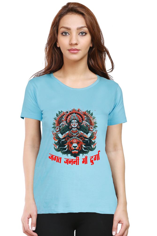 Durga Blessings Round Neck Half Sleeve Classic T-Shirts for Women Vastrdhamm