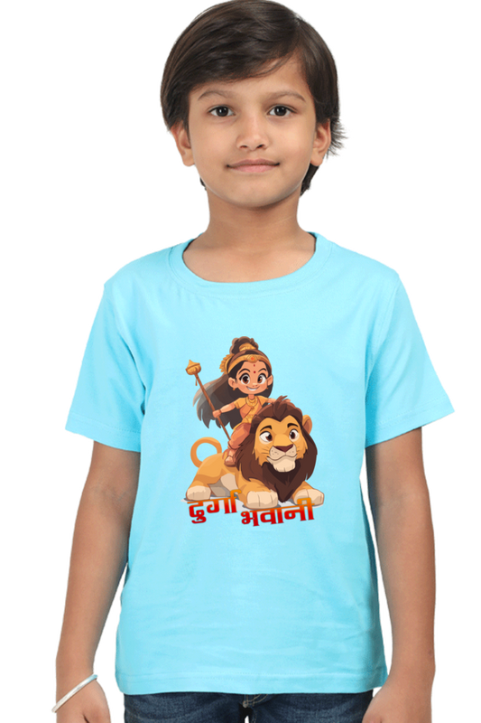 Maa Durga Warrior Round Neck Half Sleeve Classic T-Shirts for Boy Vastrdhamm