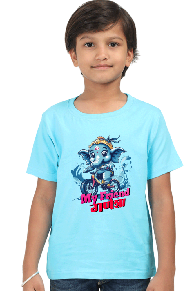 Jai Ganesha Blessings Round Neck Half Sleeve Classic T-Shirts for Boy Vastrdhamm