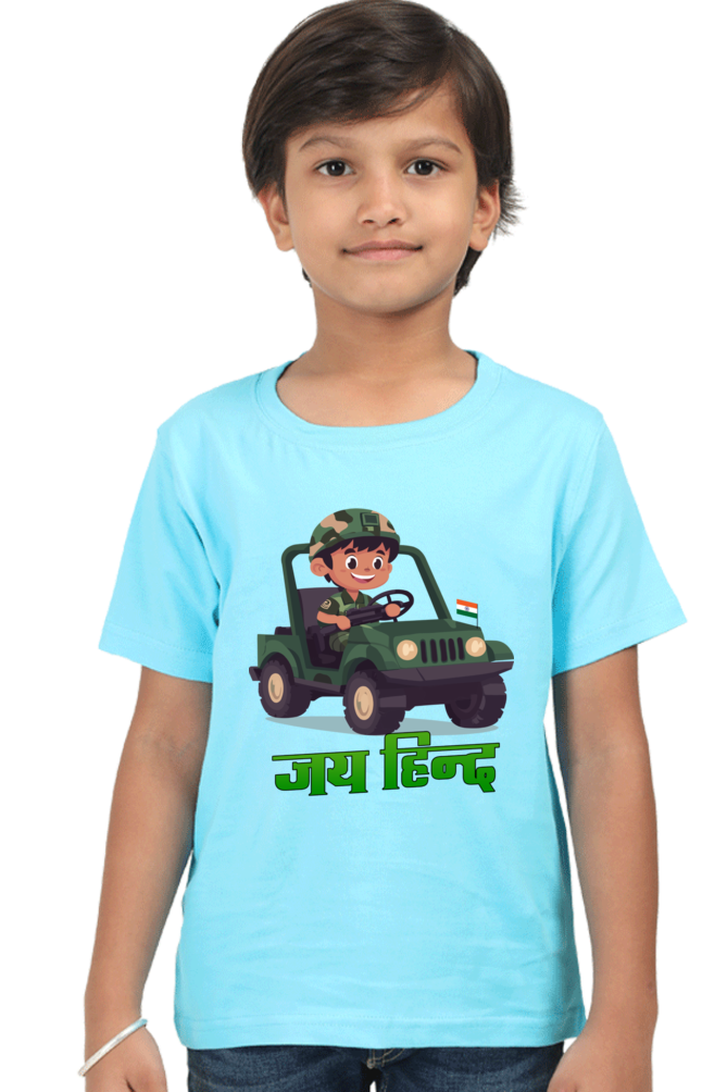 Jai Hind Round Neck Half Sleeve Classic T-Shirts for Boys Vastrdhamm