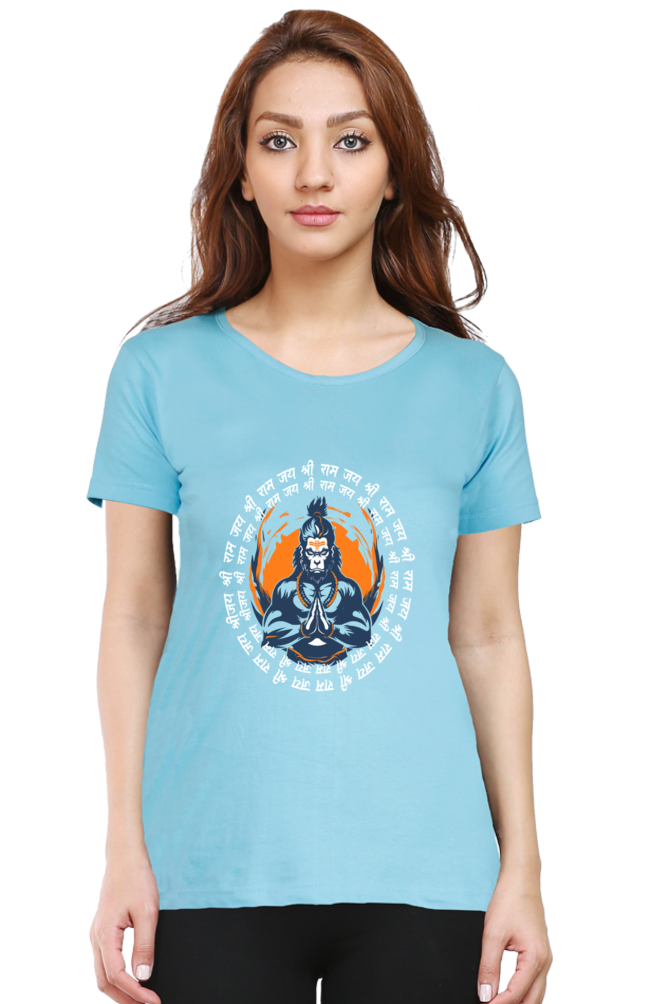 Hanuman Courage Round Neck Half Sleeve Classic T-Shirts for Women Vastrdhamm