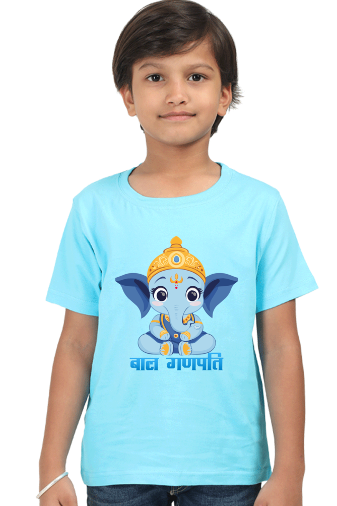 Jai Ganesha Power Round Neck Half Sleeve Classic T-Shirts for Boy Vastrdhamm