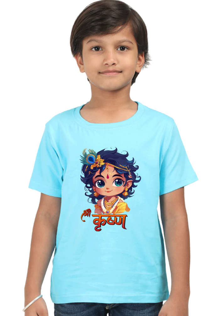 Shree Krishan Flute Melody Round Neck Half Sleeve Classic T-Shirts for Boy Vastrdhamm