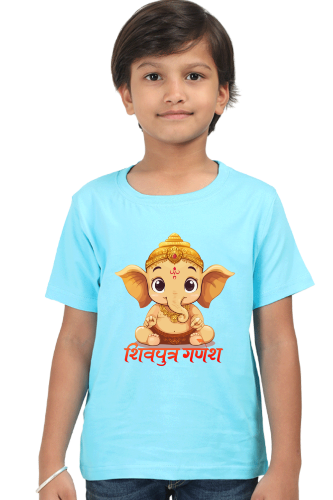 Jai Ganesha Glory Round Neck Half Sleeve Classic T-Shirts for Boy Vastrdhamm