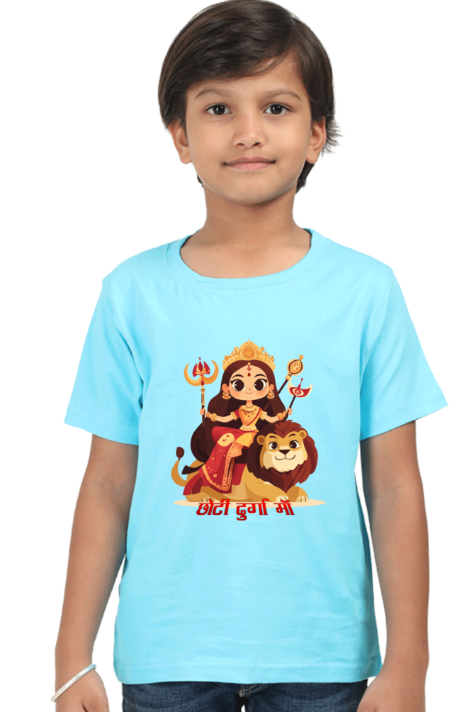 Durga Blessings Round Neck Half Sleeve Classic T-Shirts for Boy Vastrdhamm