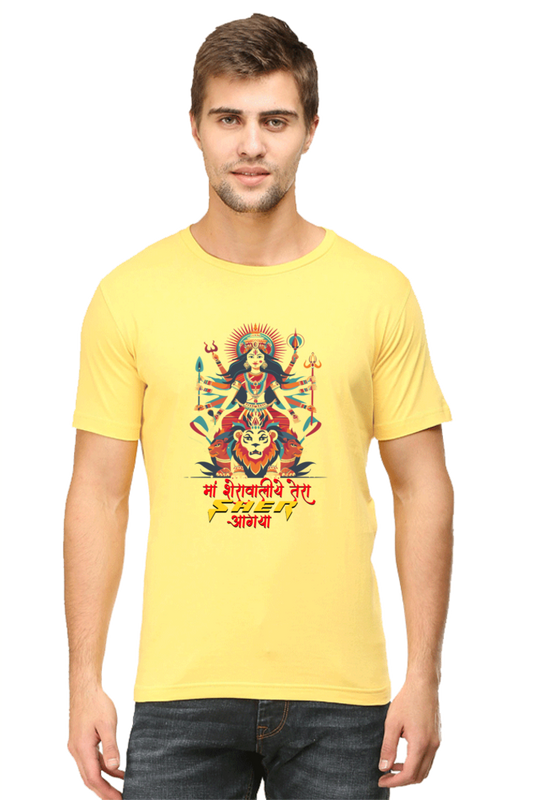 Maa Durga Warrior Round Neck Half Sleeve Classic T-Shirts for Men Vastrdhamm