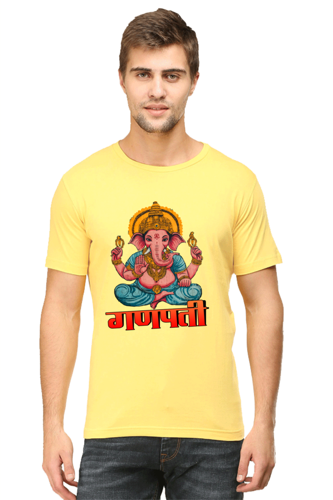 Jai Ganesha Victory Round Neck Half Sleeve Classic T-Shirts for Men Vastrdhamm