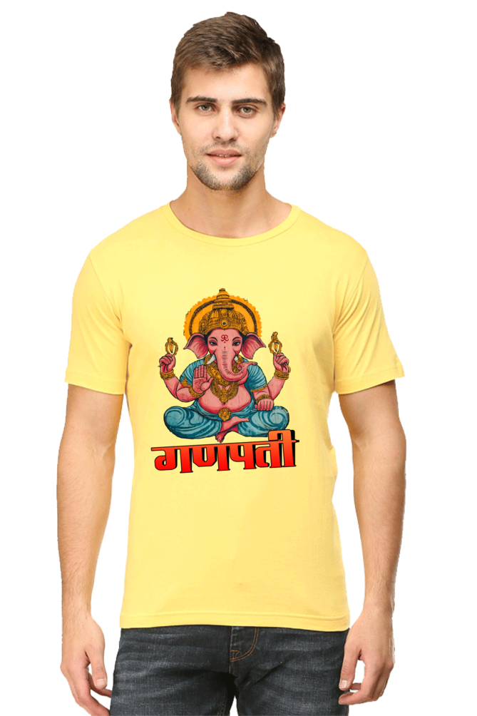 Jai Ganesha Victory Round Neck Half Sleeve Classic T-Shirts for Men Vastrdhamm