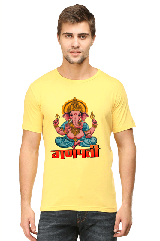 Jai Ganesha Victory Round Neck Half Sleeve Classic T-Shirts for Men Vastrdhamm