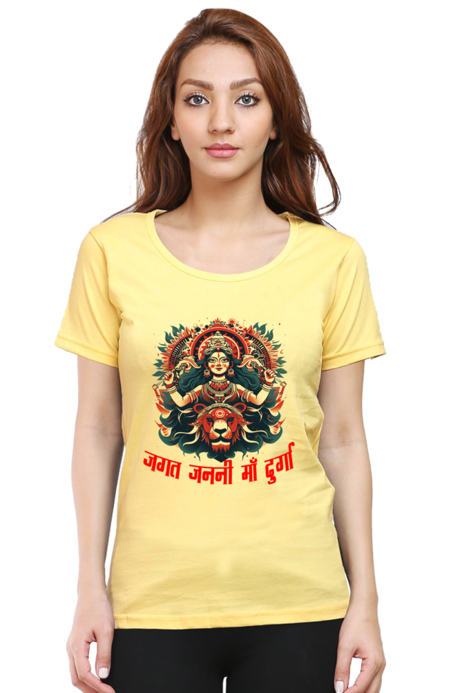 Durga Blessings Round Neck Half Sleeve Classic T-Shirts for Women Vastrdhamm