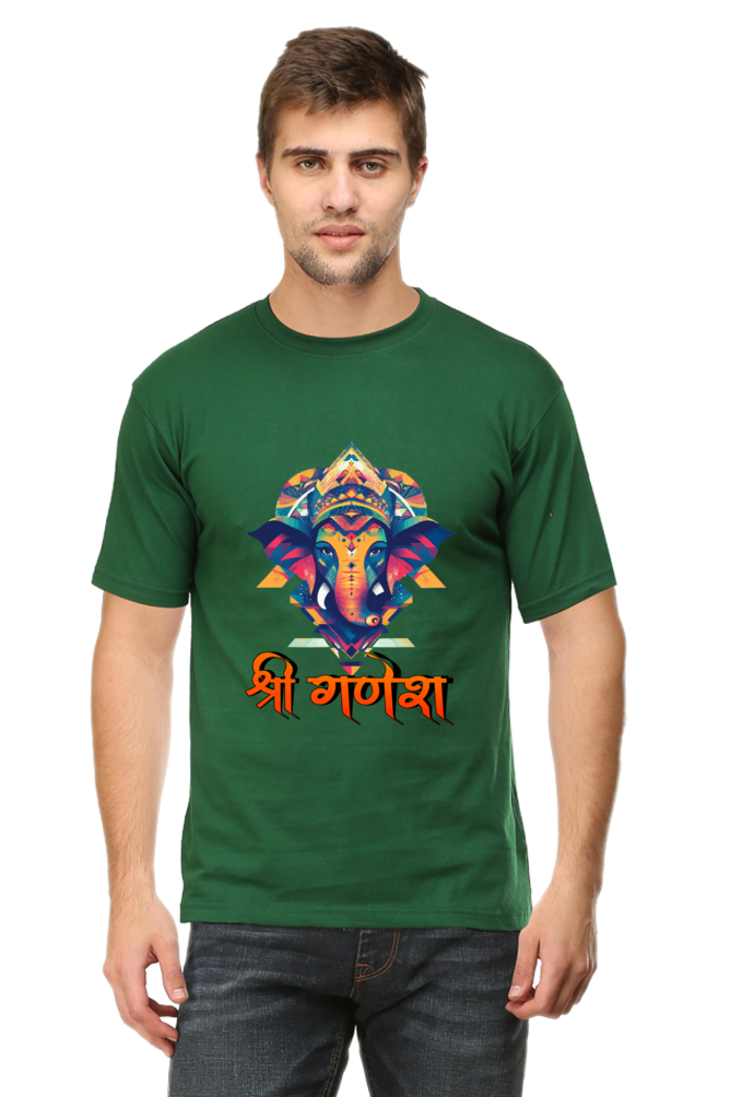 Jai Ganesha Protector Round Neck Half Sleeve Classic T-Shirts for Men Vastrdhamm