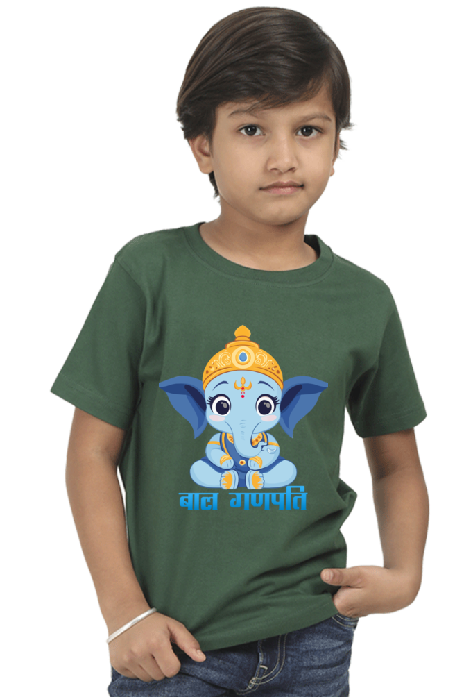 Jai Ganesha Power Round Neck Half Sleeve Classic T-Shirts for Boy Vastrdhamm