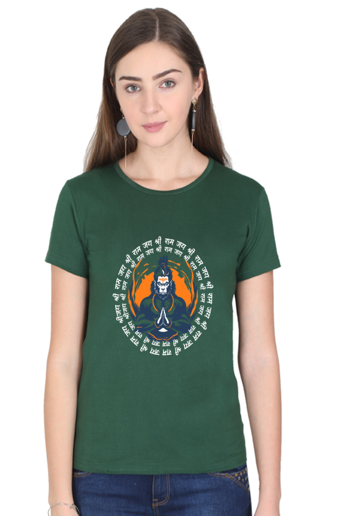 Hanuman Courage Round Neck Half Sleeve Classic T-Shirts for Women Vastrdhamm