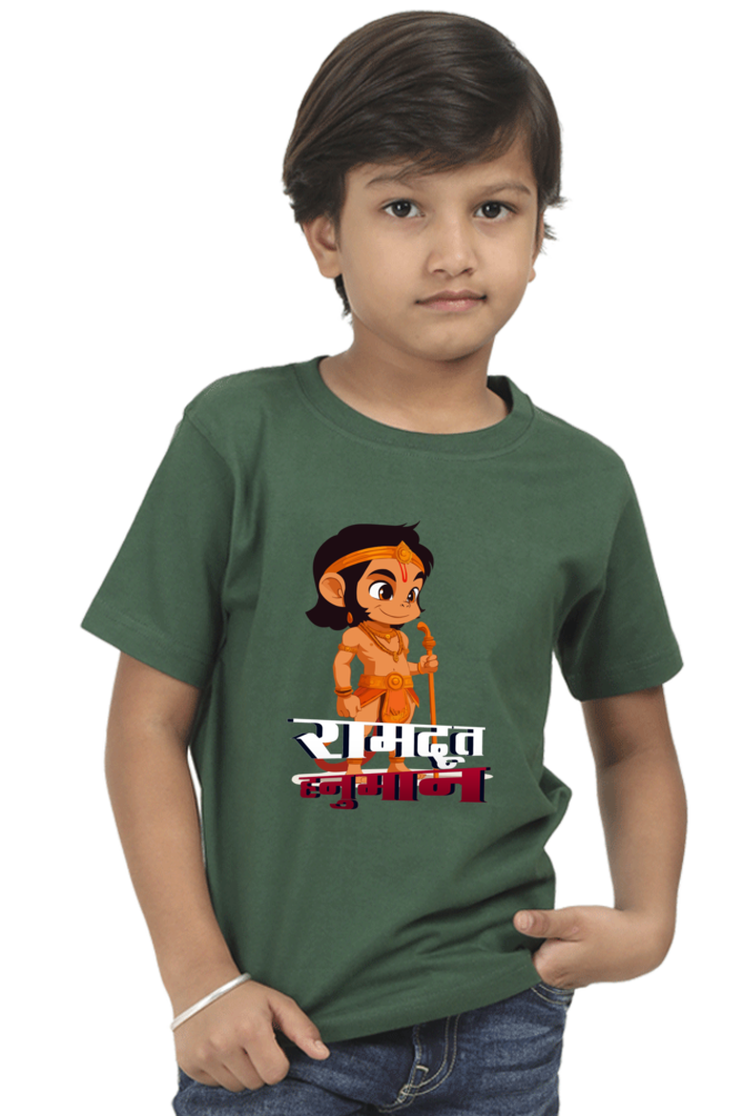 Hanuman Devotion Round Neck Half Sleeve Classic T-Shirts for Boy Vastrdhamm