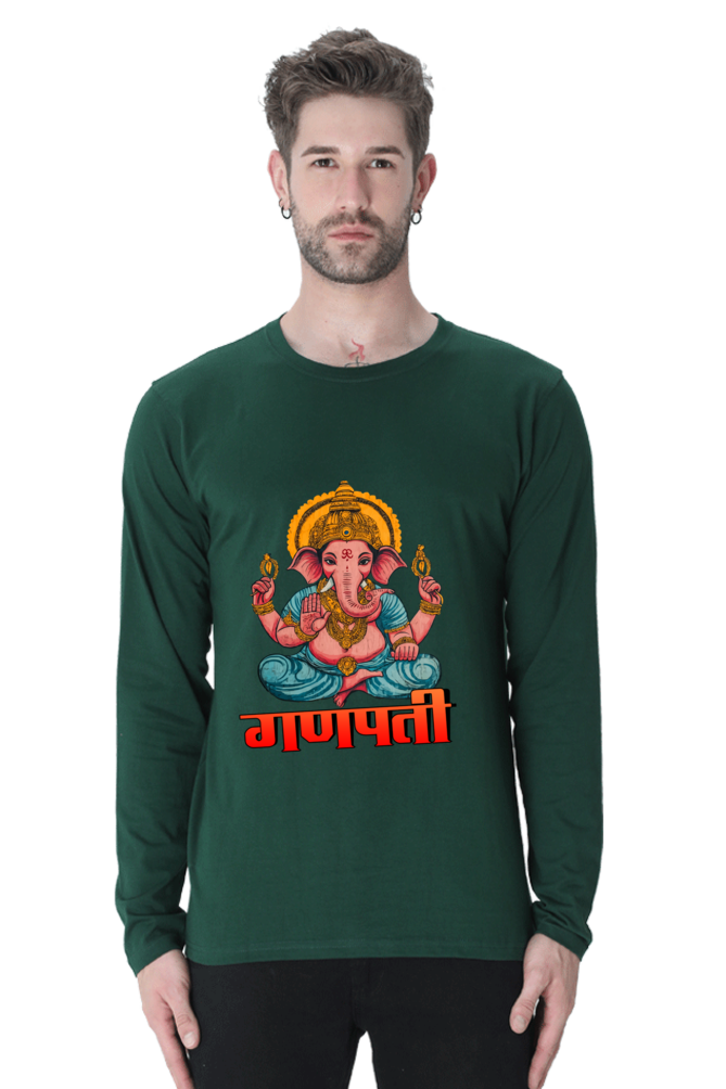 Jai Ganesha Victory Round Neck Full Sleeve T-Shirts for Men Vastrdhamm