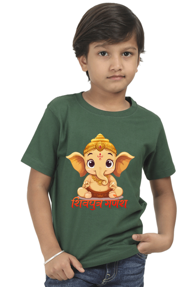 Jai Ganesha Glory Round Neck Half Sleeve Classic T-Shirts for Boy Vastrdhamm