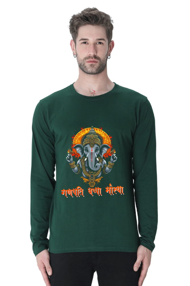 Jai Ganesha Blessings Round Neck Full Sleeve T-Shirts for Men Vastrdhamm