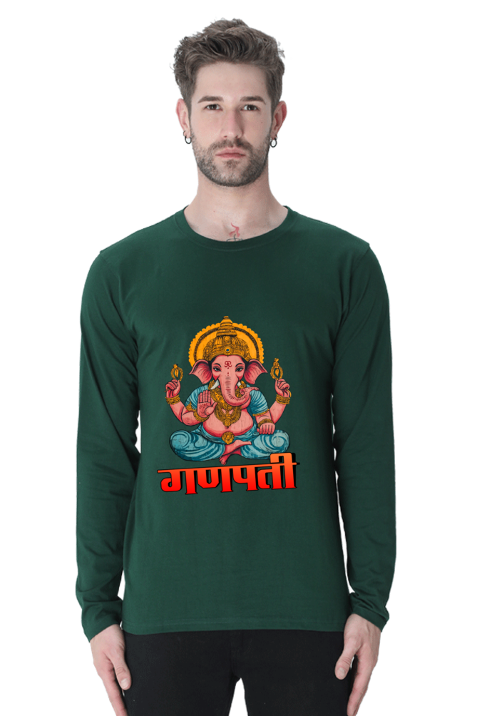 Jai Ganesha Victory Round Neck Full Sleeve T-Shirts for Men Vastrdhamm