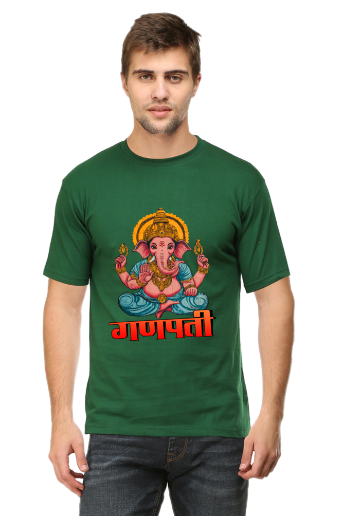 Jai Ganesha Victory Round Neck Half Sleeve Classic T-Shirts for Men Vastrdhamm