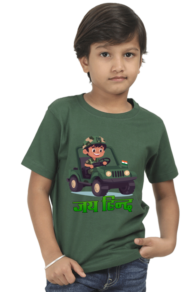 Jai Hind Round Neck Half Sleeve Classic T-Shirts for Boys Vastrdhamm