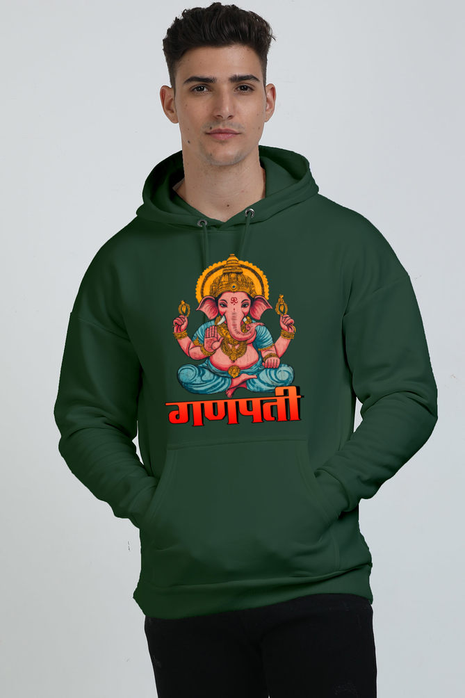 Jai Ganesha Victory Oversized Hooded Sweatshirt T-Shirts for Men Vastrdhamm