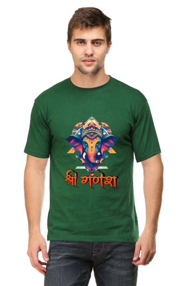 Jai Ganesha Protector Round Neck Half Sleeve Classic T-Shirts for Men Vastrdhamm