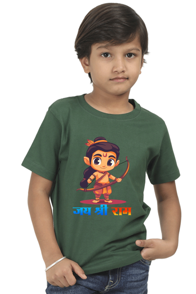 Ram Ji Divine Protector Round Neck Half Sleeve Classic T-Shirts for Boy Vastrdhamm