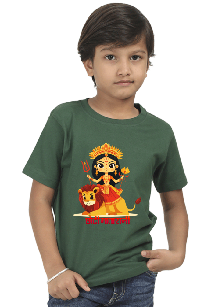 Durga Shakti Round Neck Half Sleeve Classic T-Shirts for Boy Vastrdhamm